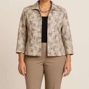 Chicos  Neutral  petra patchwork crop  jacket blazer size 1 Business Casual